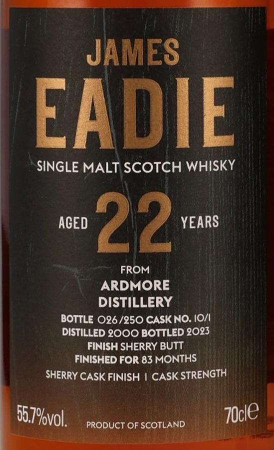 Ardmore 22Yr 2000-2023 Sherry Cask Finish by James Eadie 700ml