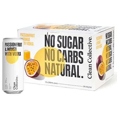 Clean Collective Passionfruit & Mango 5% 12pk 250ml - NZ Liquor Online