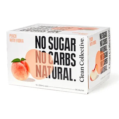 Clean Collective Peach & Vodka 5% 12pk 250ml - NZ Liquor Online