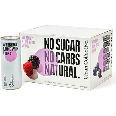 Clean Collective Wildberry Lime Vodka 5% 12pk 250ml - NZ Liquor Online