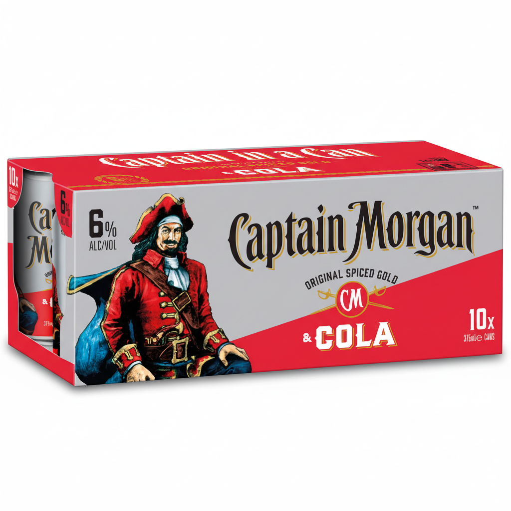 CAPTAIN MORGAN ORIGINAL SPICED & COLA 6% 10 PACK CAN 375ML - NZ Liquor Online