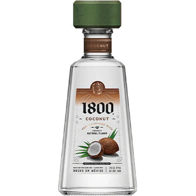 1800 Coconut Tequila bottle with coconut imagery, premium spirit for cocktails