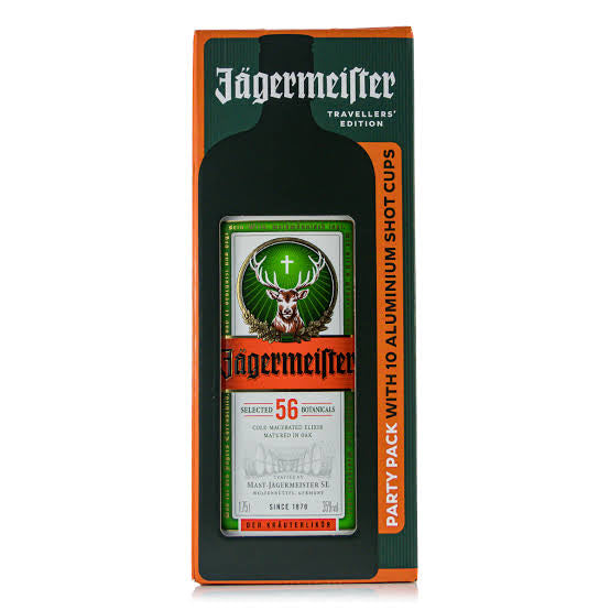 Jagermeister 1.75L PARTY PACK WITH 10 ALUMINIUM SHOT CUPS