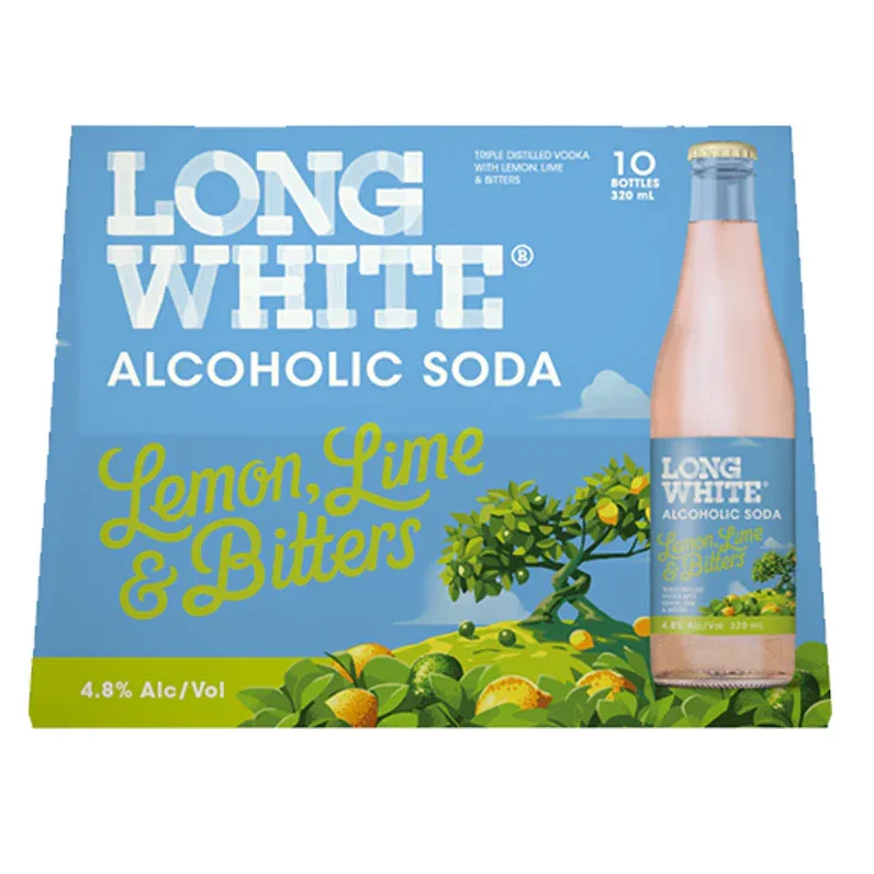 Long White Vodka Lemon Lime & Bitters 4.8% 10 Pack Bottles 320ml