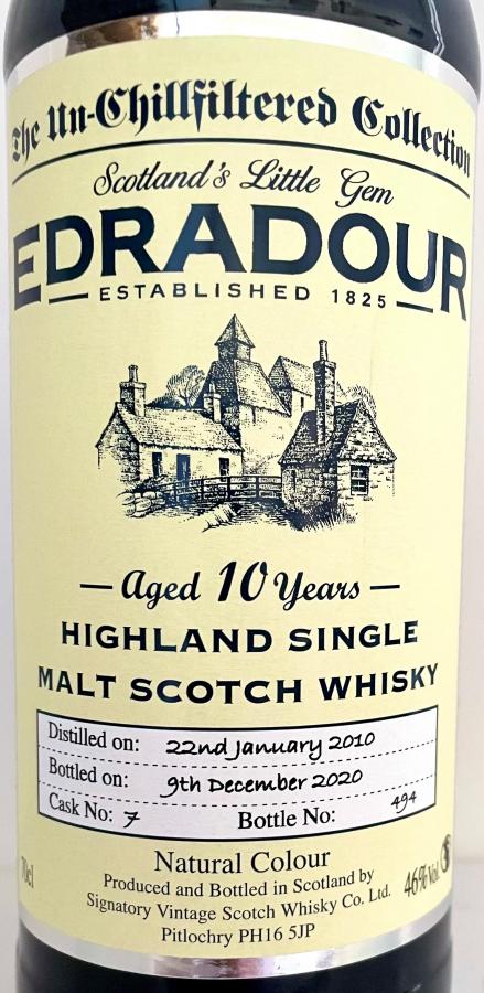 Edradour 10Yr 2010-2023 Unchillfiltered Series by Signatory 700ml