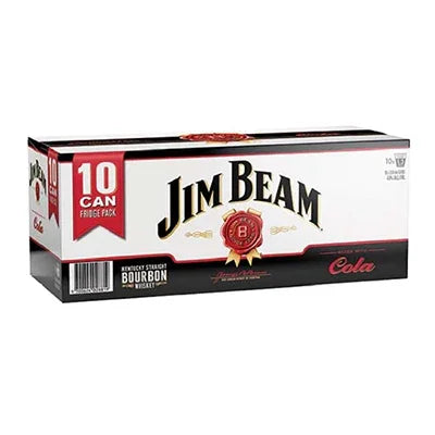 Jim Beam Bourbon & Cola 4.8% 10pk Cans 330ml - NZ Liquor Online