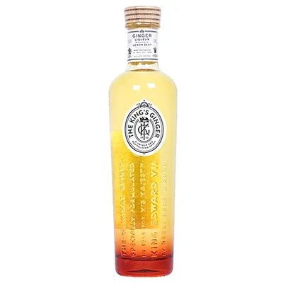 500ml bottle of ginger liqueur with gradient gold to amber glass and embossed text