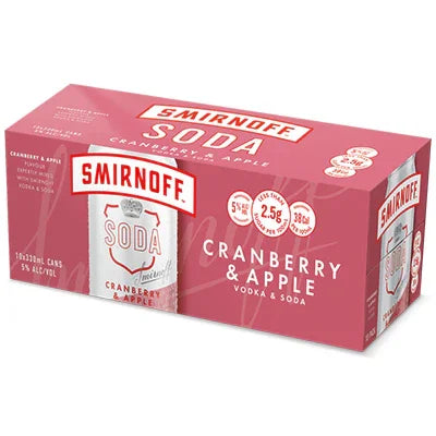 Smirnoff Soda Cranberry/Apple 5% Cans 10 x 330ml