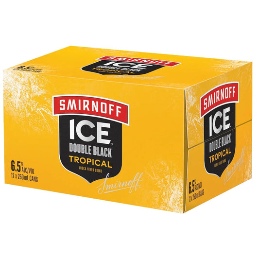 SmirnOff 6.5% Double Black Tropical Vodka 12pk Can 250ml - NZ Liquor Online