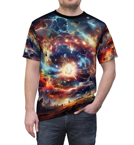 Universe Exploding Unisex Cut & Sew Tee - Vibrant Space Art T-Shirt for Science Lovers & Dreamers
