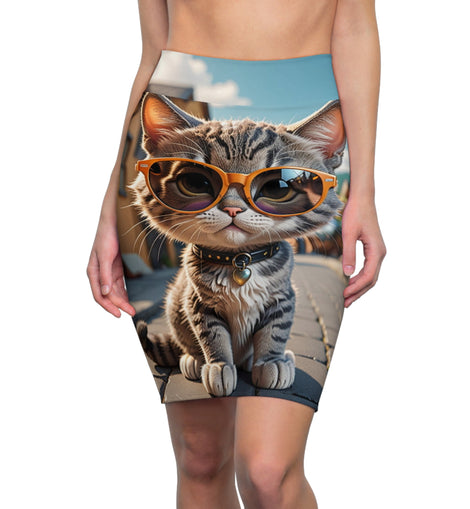 Kitten Sunnys Women's Pencil Skirt - Stylish & Fun Feline Fashion
