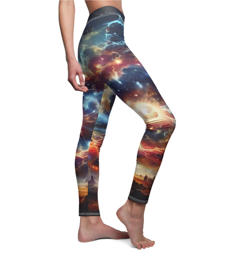 Universe Exploding Casual Leggings - Vibrant Galaxy Design for Women