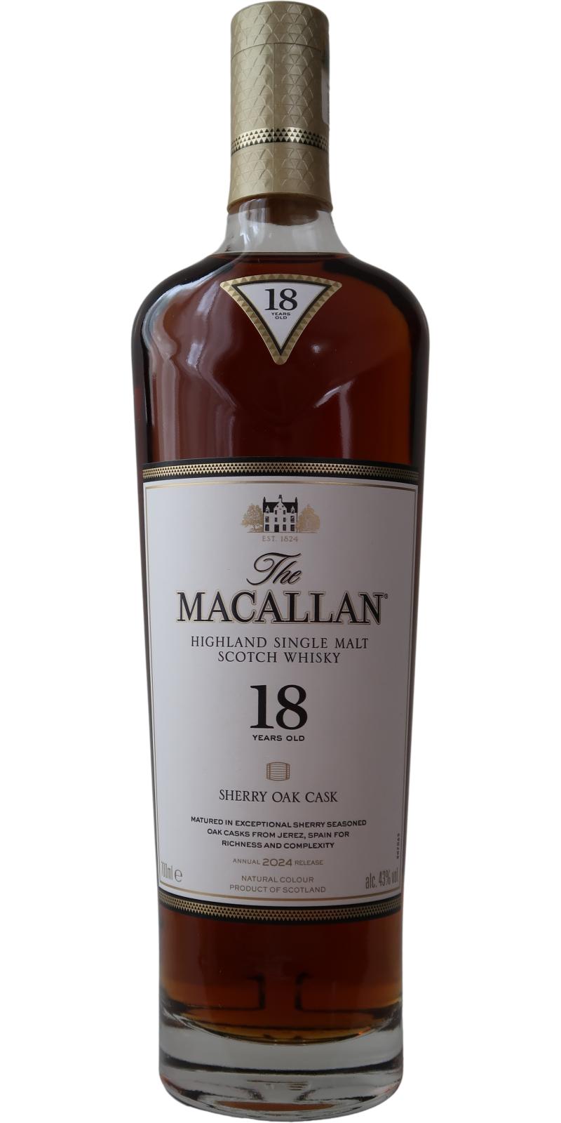 Macallan 18Yr Sherry Oak Cask 2024 Release 700ml