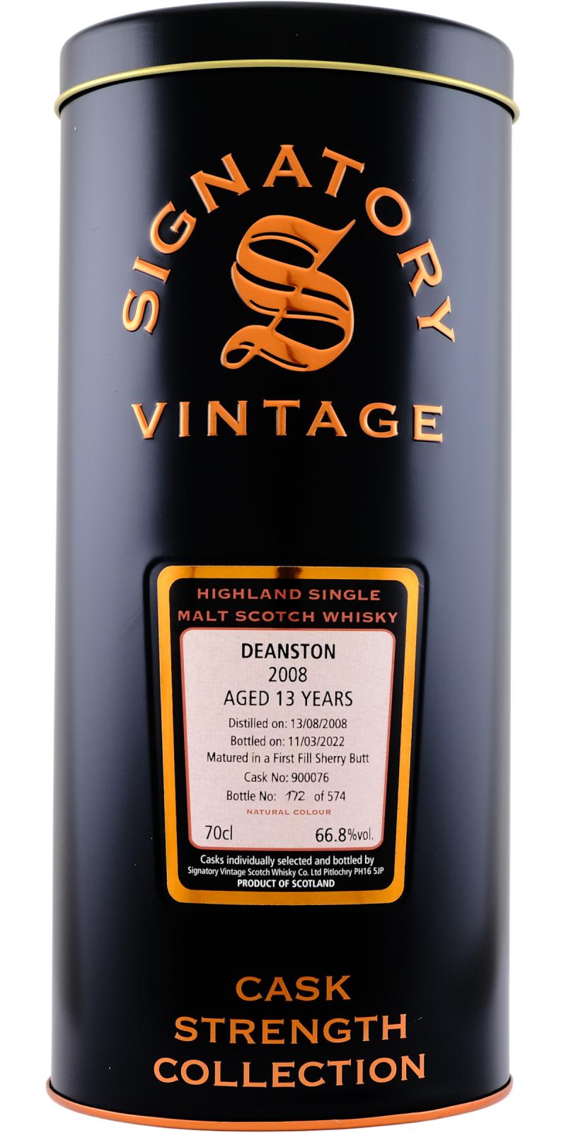 Deanston 13Yr 2008-2022 (Signatory Cask Strength Collection) 700ml
