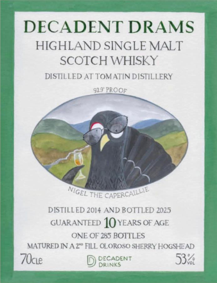 Tomatin 10Yr 2014-2025 Decadent Drams by Decadent Drinks 700ml