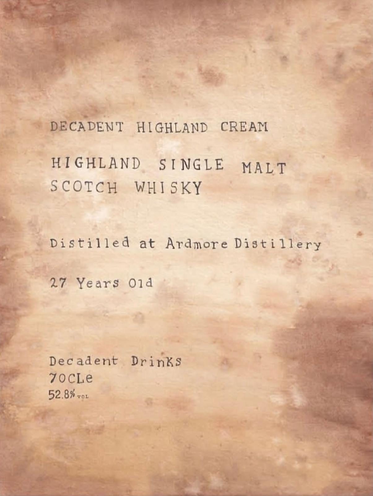 Ardmore 27Yr 1998-2026 Decadent Drams by Decadent Drinks 700ml