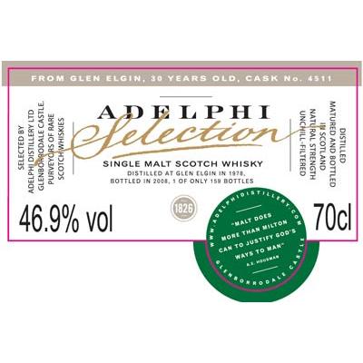 Glen Elgin 30Yr 1978-2008 #4511 (Adelphi) 700ml