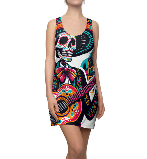 Mexican Skeleton Racerback Dress - Colorful Skeleton Design