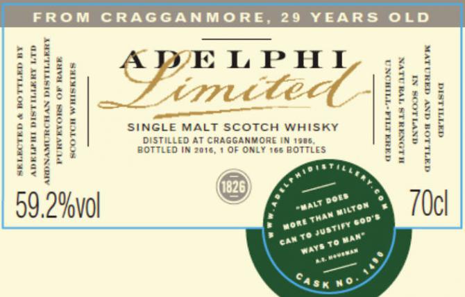 Cragganmore 29Yr 1986-2016 #1490 (Adelphi) 700ml