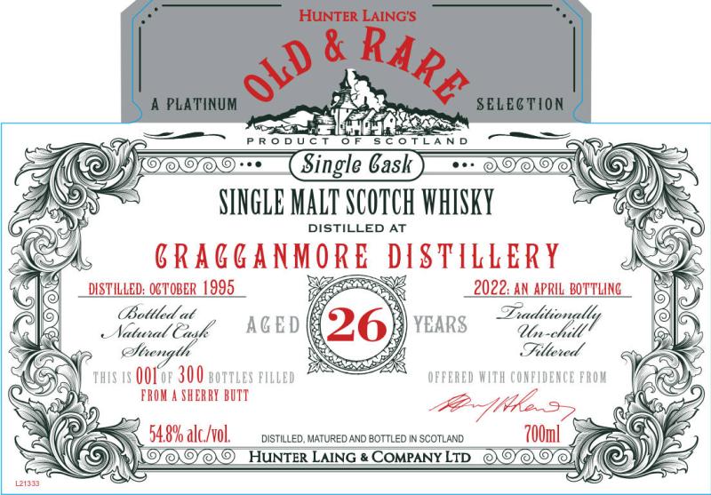 Cragganmore 26Yr 1995 (Old & Rare by Hunter Laing) 700ml