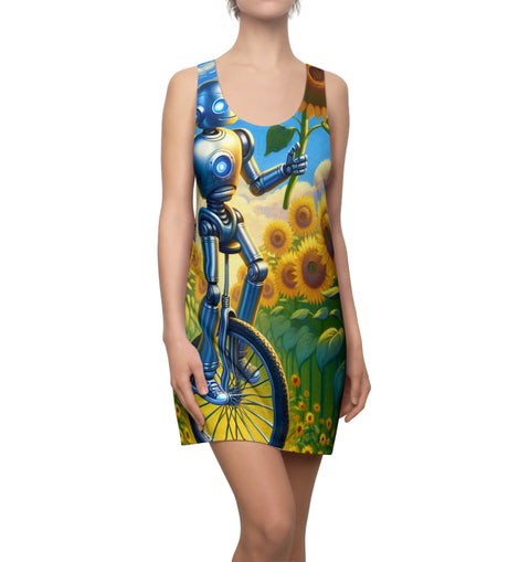 Robot Sunflower Racerback Dress