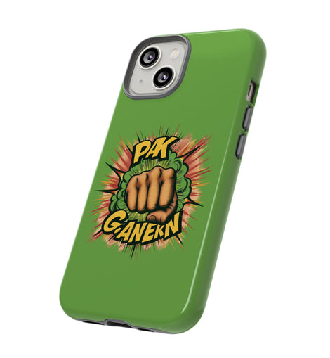 PAK! GANERN Funda verde para iPhone: diseño resistente para empoderamiento y motivación