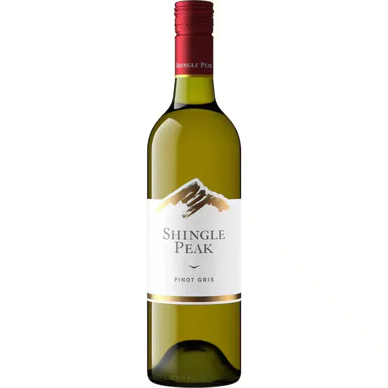 Shingle Peak Pinot Gris white wine bottle with mountain label, premium NZ liquor