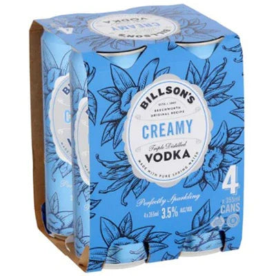 Billson's Creamy Vodka 3.5% 250ml 4 Pack Cans - NZ Liquor Online