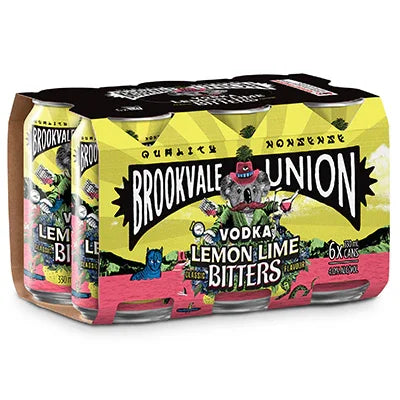 Brookvale Union Vodka Lemon Lime Bitters 4% 6 Pack 330ml - NZ Liquor Online