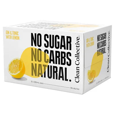Clean Collective G&T with Lemon 5% 12pk 250ml - NZ Liquor Online