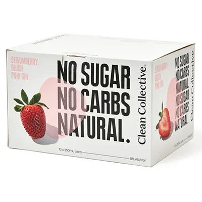 Clean Collective Strawberry Pink Gin 5% 12pk 250ml - NZ Liquor Online