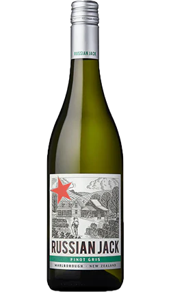 Russian Jack Pinot Gris wine bottle from Marlborough, New Zealand – premium NZ liquor
