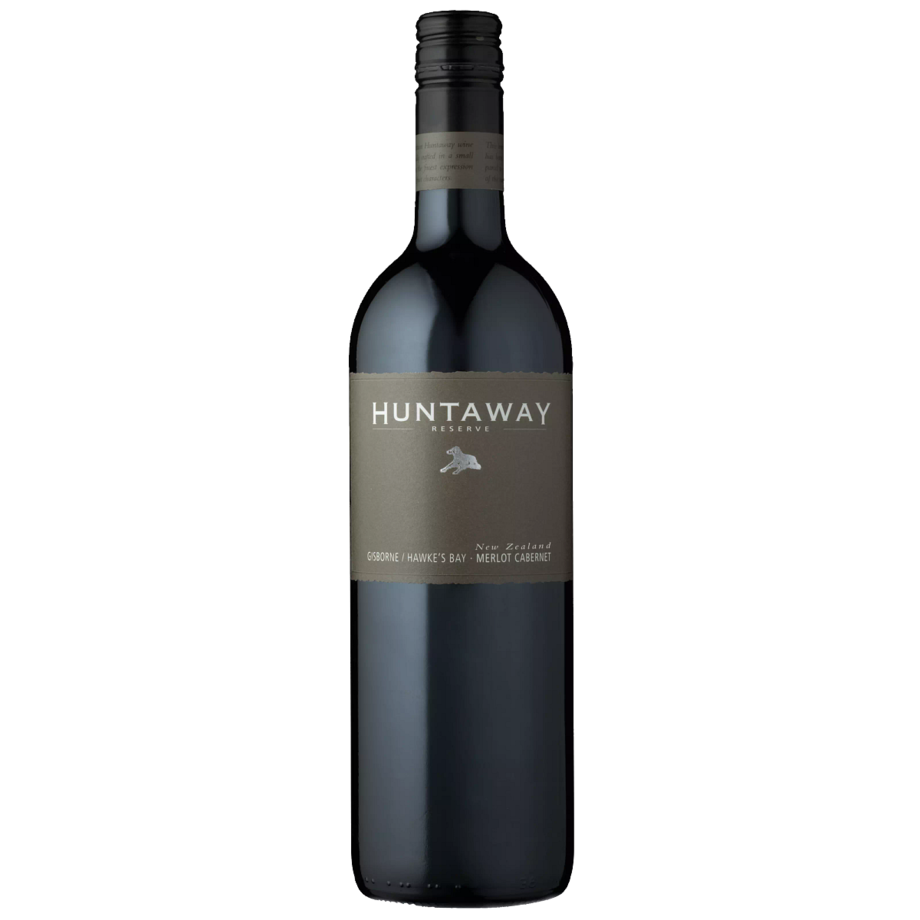 Huntaway Reserve New Zealand Merlot Cabernet wine bottle from Hawke's Bay, premium red wine