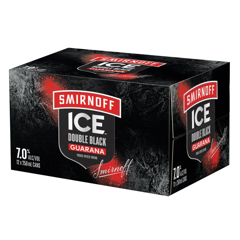 Smirnoff Ice Double Black Guarana vodka mixed drink 12-pack cans