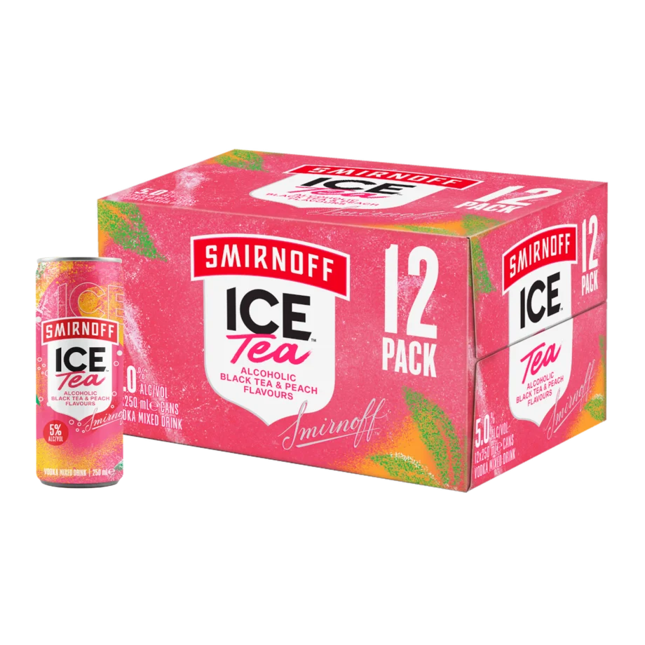 SMIRNOFF PEACH ICE TEA 250ML 12 PACK