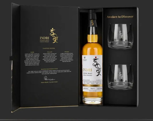 INDRI TRINI SINGLE MALT WHISKY WITH 2 GLASSES GIFTBOX 700ML