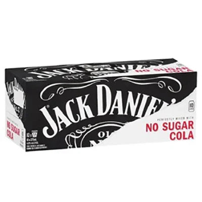 Jack Daniels & Cola 4.8% No Sugar 375ml x 10 Cans - NZ Liquor Online
