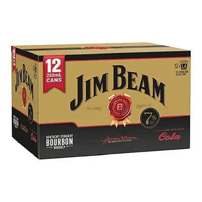 Jim Beam Gold Bourbon & Cola 7% 12pk Cans 250ml - NO SUGAR - NZ Liquor Online