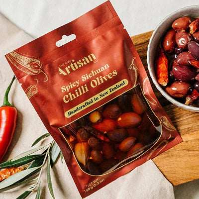 Kiwi Artisan Spicy Sichuan Chilli Olives 150g - NZ Liquor Online