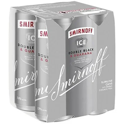 Smirnoff 7% Double Black Guarana Vodka 250ml 4 Pack Cans - NZ Liquor Online