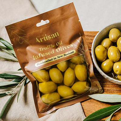 Kiwi Artisan Truffle Oil Infused Olives 150g