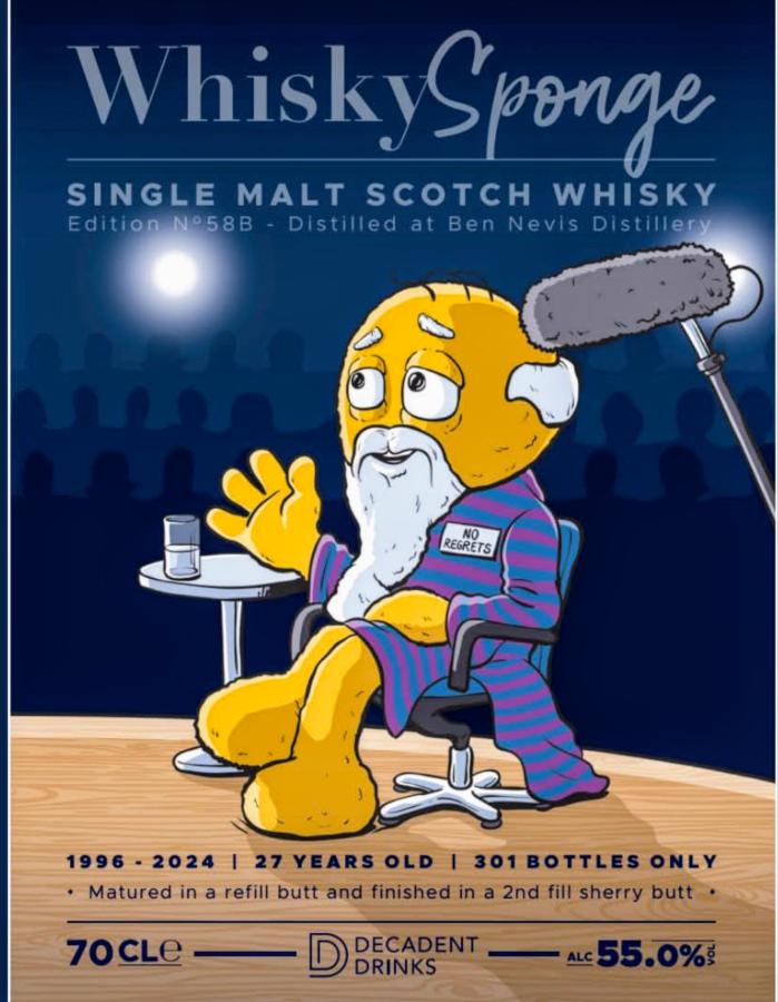 Ben Nevis 27Yr 1996-2024 Whisky Sponge 58b by Decadent Drinks 700ml