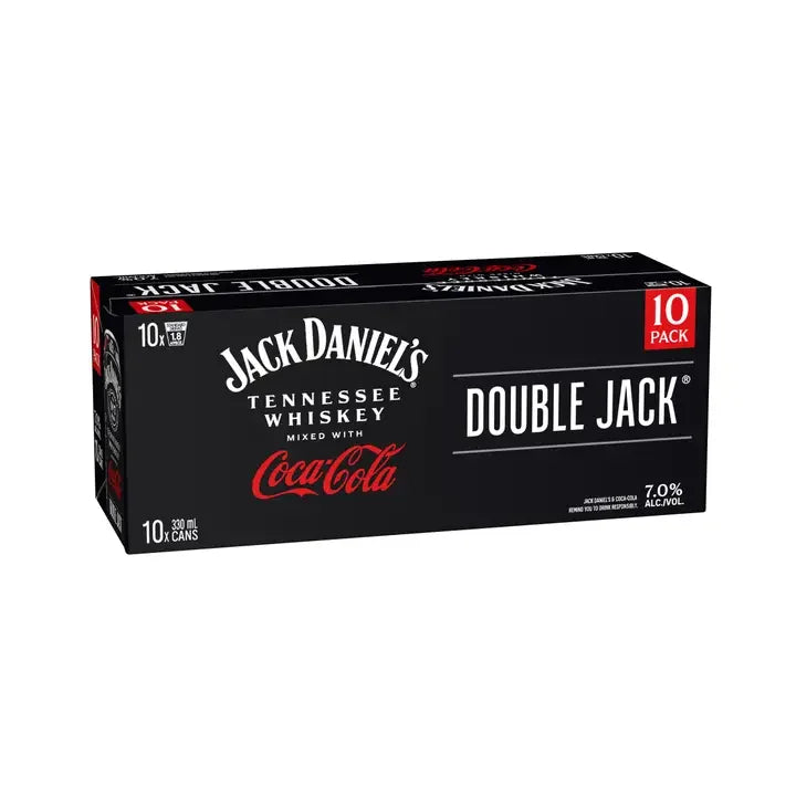 Jack Daniel's Double Jack & Coca-Cola (7%) 10-Pack Cans 330ml - NZ Liquor Online