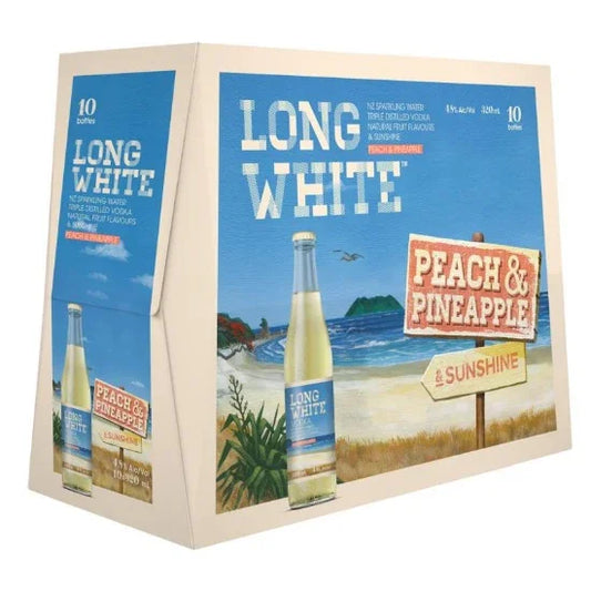 Long White Vodka Peach & Pineapple 4.8% Bottles 10x320ml - NZ Liquor Online