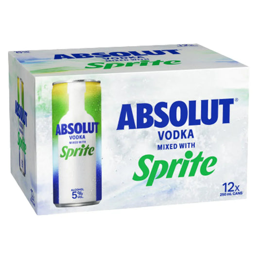 Absolut Vodka & Sprite 5% 12pk Cans 250ml