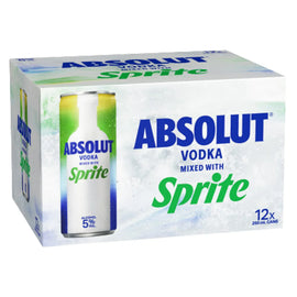 Absolut Vodka & Sprite 5% 12pk Cans 250ml