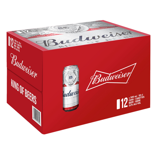 Budweiser King of Beers 12-pack 500mL cans, premium beer for online liquor store