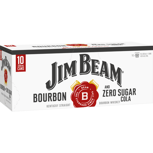 Jim Beam Bourbon & Cola 4.8% 10pk Cans 330ml - NO SUGAR