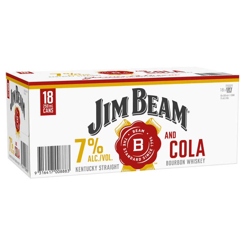 Jim Beam Gold Bourbon & Cola 7% 18pk Cans 250ml