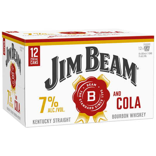 Jim Beam Gold Bourbon & Cola 7% 12pk Cans 250ml